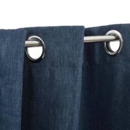 Berkfield Home Linen-Look Blackout Curtains with Grommets 2 pcs Blue 140x245cm - Size: 140x245 cm