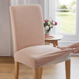 Casa Bonita Stretch Dining Chair Covers Spandex Waffle Fit in Light Beige