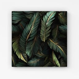 Warren Reed - Designer Green & Gold Leaves Canvas - Size: w10 inch x h10 inch - thumbnail 1