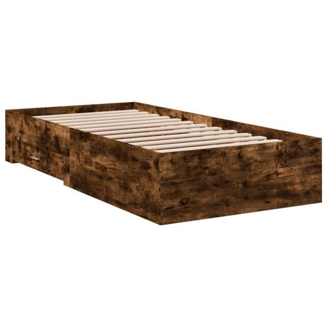 Berkfield Home Modern Bed Frame with Drawers without Mattress Smoked Oak 100x200 cm in Brown - image 1