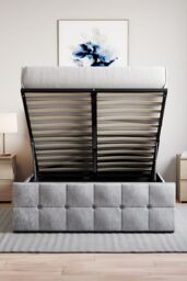 Home Discount Vida Designs Valentina Double Ottoman Bed Frame Velvet Fabric UKFR in Silver - thumbnail 4
