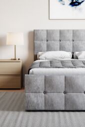 Home Discount Vida Designs Valentina Double Ottoman Bed Frame Velvet Fabric UKFR in Silver - thumbnail 6