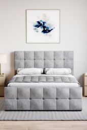 Home Discount Vida Designs Valentina Double Ottoman Bed Frame Velvet Fabric UKFR in Silver - thumbnail 5