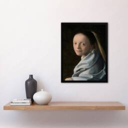 Artery8 Study of a Young Woman Vermeer Vintage Framed Wall Art Print in Black - Size: A4 - thumbnail 4