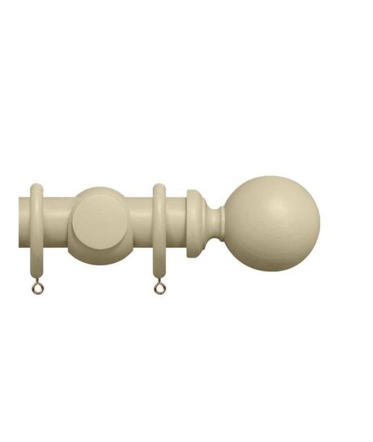 New Edge Blinds Premium 50mm Wooden Curtain Pole Set - Cotton Cream - Size: 110 cm - image 1