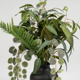 Scottish Everlastings Ltd 58cm Mixed leaves Bouquet in 23.5cm Black Vase in Green - thumbnail 3