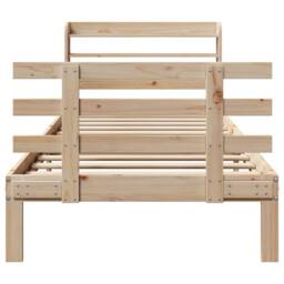 Berkfield Home Bed Frame with Headboard without Mattress 90x190 cm Single in Natural - thumbnail 4