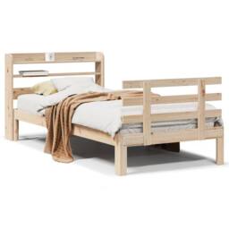 Berkfield Home Bed Frame with Headboard without Mattress 90x190 cm Single in Natural - thumbnail 1