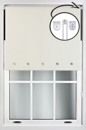 Furnished Cream Blackout Roller Blinds with Chrome Round Eyelets & Metal Fittings - Size: 175 cm width x 165 cm drop - thumbnail 1