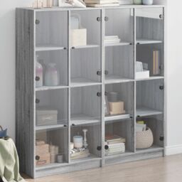 Berkfield Home Bookcase with Doors Grey Sonoma 136x37x142 cm Engineered Wood - Size: 136 x 37 x 142 cm - thumbnail 1