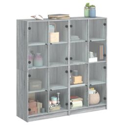 Berkfield Home Bookcase with Doors Grey Sonoma 136x37x142 cm Engineered Wood - Size: 136 x 37 x 142 cm - thumbnail 5