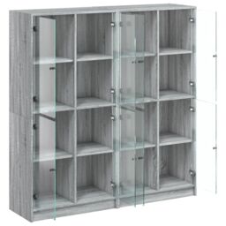 Berkfield Home Bookcase with Doors Grey Sonoma 136x37x142 cm Engineered Wood - Size: 136 x 37 x 142 cm - thumbnail 6