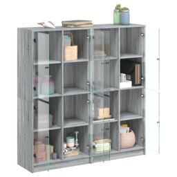 Berkfield Home Bookcase with Doors Grey Sonoma 136x37x142 cm Engineered Wood - Size: 136 x 37 x 142 cm - thumbnail 4