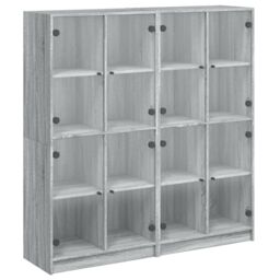 Berkfield Home Bookcase with Doors Grey Sonoma 136x37x142 cm Engineered Wood - Size: 136 x 37 x 142 cm - thumbnail 2