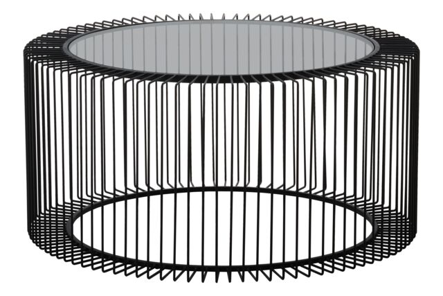 Orsina Coffee Table, Metal Frame & Glass Top Black Coffee Table, Minimalist Metal Coffee Table, Dark Coffee Table - image 1
