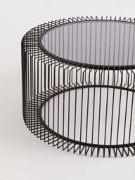 Orsina Coffee Table, Metal Frame & Glass Top Black Coffee Table, Minimalist Metal Coffee Table, Dark Coffee Table - thumbnail 3