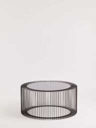 Orsina Coffee Table, Metal Frame & Glass Top Black Coffee Table, Minimalist Metal Coffee Table, Dark Coffee Table - thumbnail 2