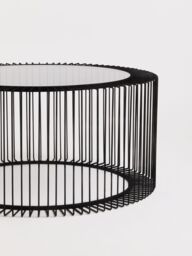 Orsina Coffee Table, Metal Frame & Glass Top Black Coffee Table, Minimalist Metal Coffee Table, Dark Coffee Table - thumbnail 4