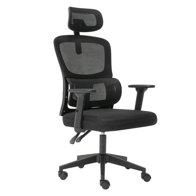 Levede Office Computer Chair Mesh Ergonomic Lumbar Swivel Armrest Headrest in Black - image 1