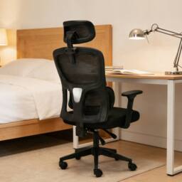 Levede Office Computer Chair Mesh Ergonomic Lumbar Swivel Armrest Headrest in Black - thumbnail 2