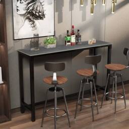 EONLION Dark Grey Marble Top Rectangle Frame Dining Table - Size: 100 cm