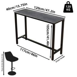 EONLION Dark Grey Marble Top Rectangle Frame Dining Table - Size: 100 cm - thumbnail 2
