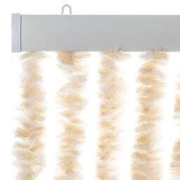 Berkfield Home Fly Curtain Beige & White 90x200 cm Chenille - thumbnail 4