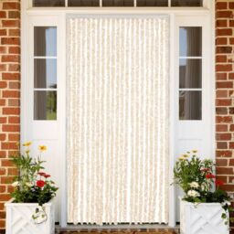 Berkfield Home Fly Curtain Beige & White 90x200 cm Chenille
