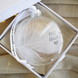 Amaya Rose Ltd In Memory of Our Angel Feather Round Bauble Gift Boxed. Memorial Décor in Clear - thumbnail 3