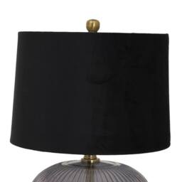 Wyld Haus Fernforge grey ribbed glass table lamp with black velvet shade - thumbnail 3