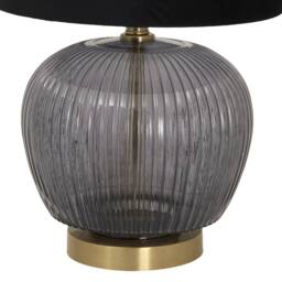 Wyld Haus Fernforge grey ribbed glass table lamp with black velvet shade - thumbnail 6