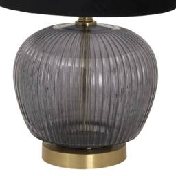 Wyld Haus Fernforge grey ribbed glass table lamp with black velvet shade - thumbnail 5