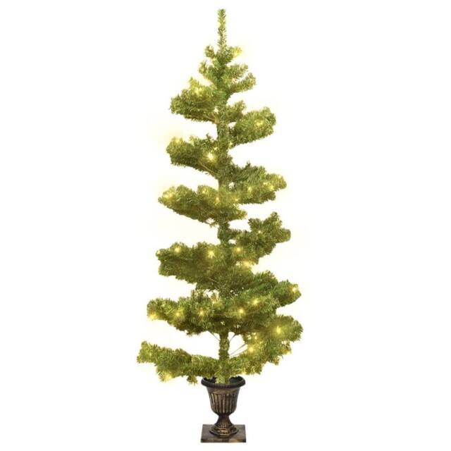 Berkfield Home Swirl Pre-lit Christmas Tree with Pot Green 120 cm PVC - image 1