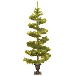Berkfield Home Swirl Pre-lit Christmas Tree with Pot Green 120 cm PVC - thumbnail 1
