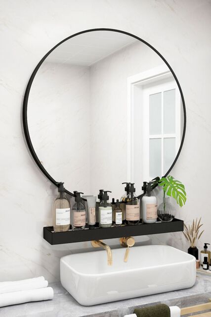 H&O Direct 70cm Nordic Round Framed Wall Hanging Mirror in Black - image 1