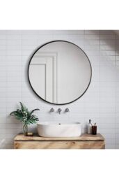 H&O Direct 70cm Nordic Round Framed Wall Hanging Mirror in Black - thumbnail 2