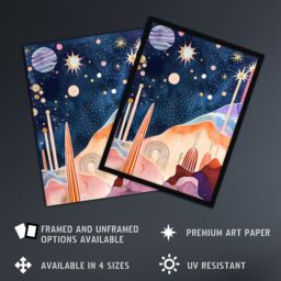 "Artery8 Mid Century Modern Abstract Boho Space Landscape Wall Art Print - Size: W24"" x H32""" - thumbnail 2