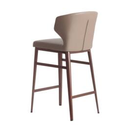 Angel Cerda Dark Mink Leatherette Stool Bronze Stainless Steel in Fawn - thumbnail 6