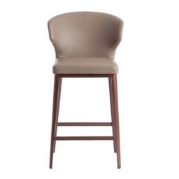 Angel Cerda Dark Mink Leatherette Stool Bronze Stainless Steel in Fawn - thumbnail 2