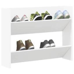 Berkfield Home Wall Shoe Cabinet White 80x18x60 cm Engineered Wood - Size: 80 x 18 x 60 cm - thumbnail 4