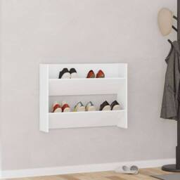 Berkfield Home Wall Shoe Cabinet White 80x18x60 cm Engineered Wood - Size: 80 x 18 x 60 cm - thumbnail 2