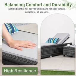 Direct Wicker Adjustable Sun Lounge with Side Table - 5‑Position in Grey - Size: 2 Pack - thumbnail 5