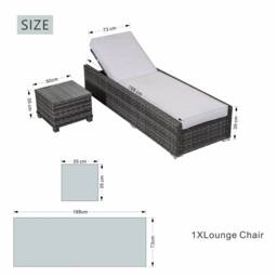 Direct Wicker Adjustable Sun Lounge with Side Table - 5‑Position in Grey - Size: 2 Pack - thumbnail 6