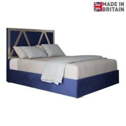Casani Warrington Upholstered Soft Velvet Blue Metal Designer Bed Frame - Size: Small Double - thumbnail 4