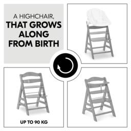 hauck Alpha+ Wooden Highchair - Grey - thumbnail 4