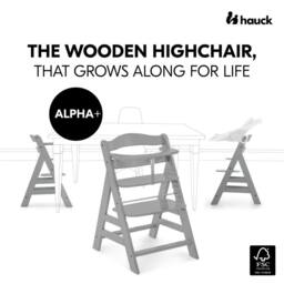 hauck Alpha+ Wooden Highchair - Grey - thumbnail 2