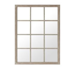 Melody Maison Large Rustic Wooden Window Wall Mirror 120cm X 90cm in Light Brown - Size: 120 cm X 90 cm - thumbnail 1