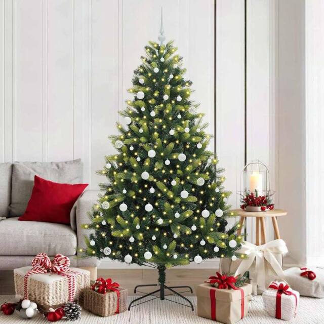 Berkfield Home Artificial Hinged Christmas Tree 300 LEDs Green 180 cm - image 1