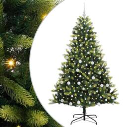Berkfield Home Artificial Hinged Christmas Tree 300 LEDs Green 180 cm - thumbnail 2