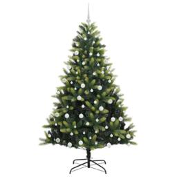Berkfield Home Artificial Hinged Christmas Tree 300 LEDs Green 180 cm - thumbnail 4